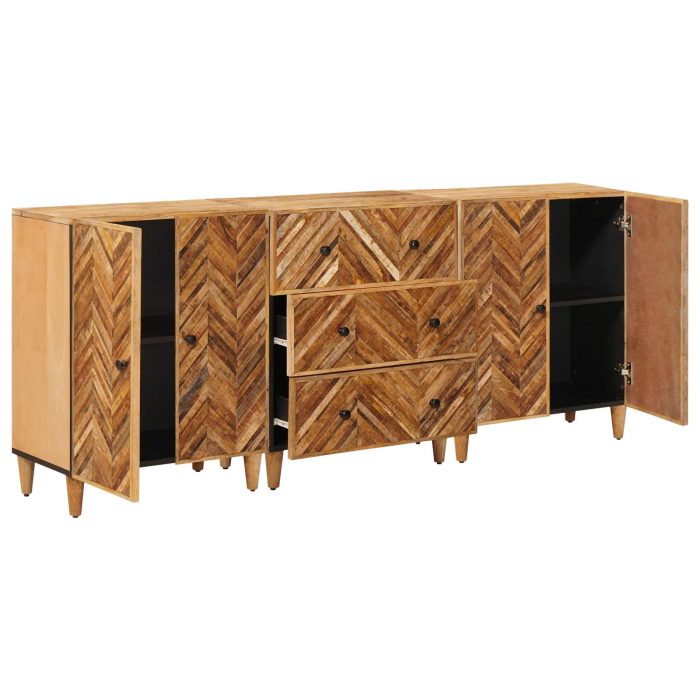 Novaro Tároló szekrények 3 db 60 x 33,5 x 75 cm Tömör Mangófát Barna - Image 2