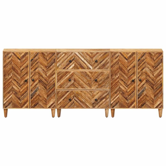 Novaro Tároló szekrények 3 db 60 x 33,5 x 75 cm Tömör Mangófát Barna - Image 5