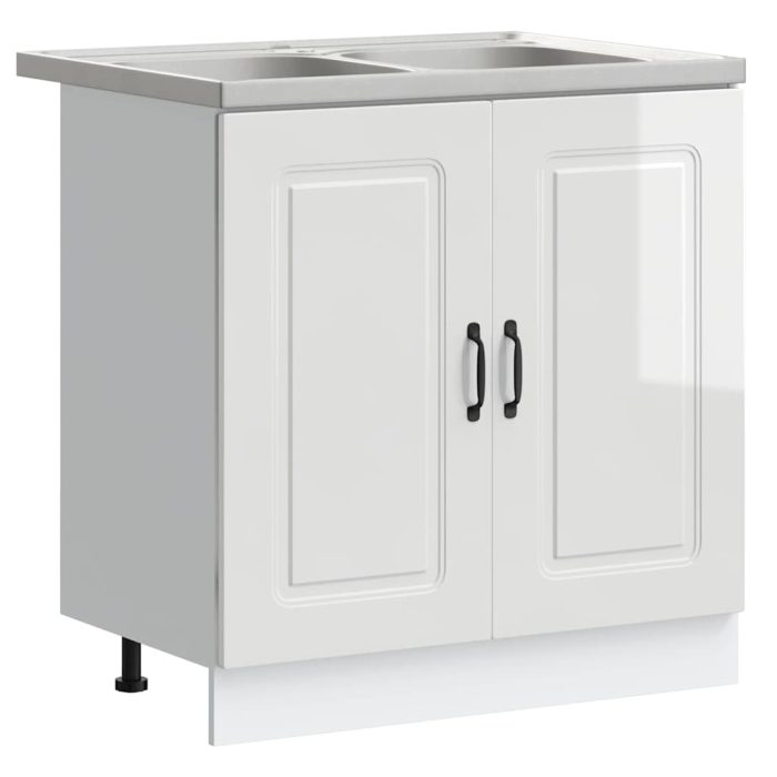Novaro Konyhaszekrény Kalmar Fényes Fehér 80 x 46 x 81,5 cm Szerelt Fa - Image 2