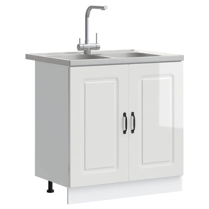 Novaro Konyhaszekrény Kalmar Fényes Fehér 80 x 46 x 81,5 cm Szerelt Fa - Image 3