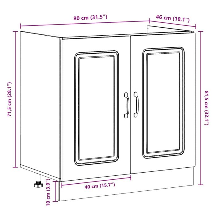 Novaro Konyhaszekrény Kalmar Beton Szürke 80 x 46 x 81,5 cm Szerelt Fa - Image 10