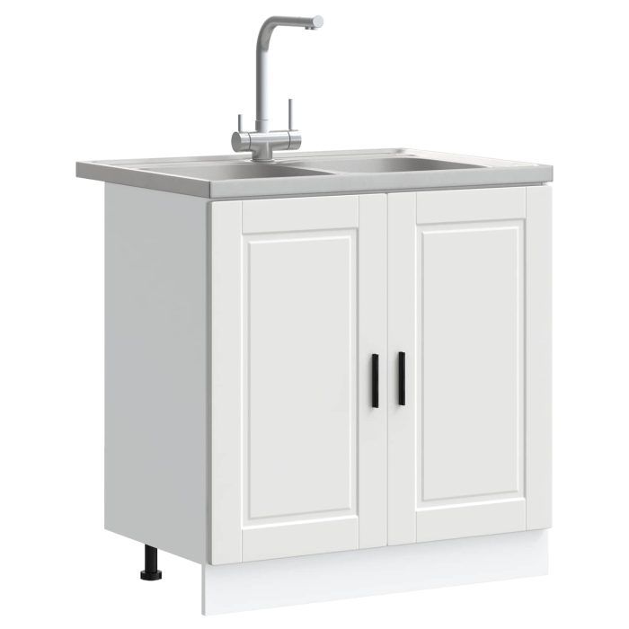 Novaro Mosogatószekrény Porto 2 db Fehér 80 x 46 x 81,5 cm Szerelt Fa - Image 3