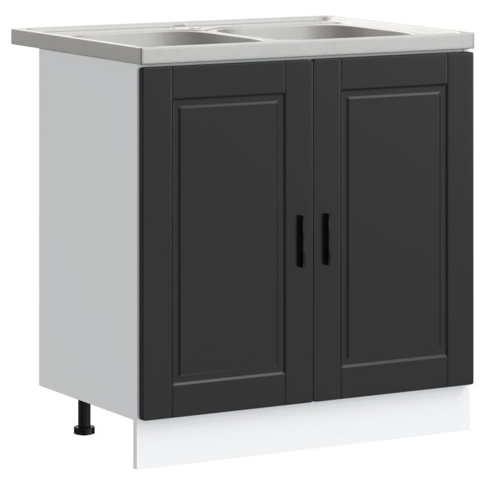 Novaro Mosogatószekrény Porto 2 db Fekete 80 x 46 x 81,5 cm Szerelt Fa - Image 2