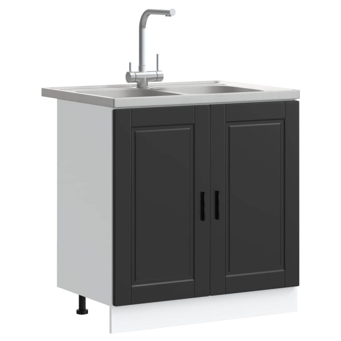 Novaro Mosogatószekrény Porto 2 db Fekete 80 x 46 x 81,5 cm Szerelt Fa - Image 3