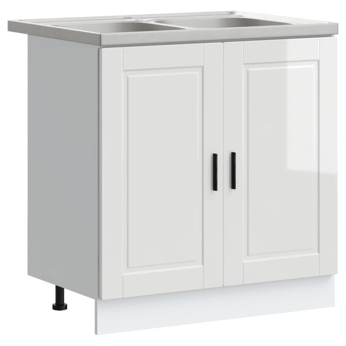 Novaro Mosogatószekrény Porto 2 db Fehér 80 x 46 x 81,5 cm Szerelt Fa - Image 2