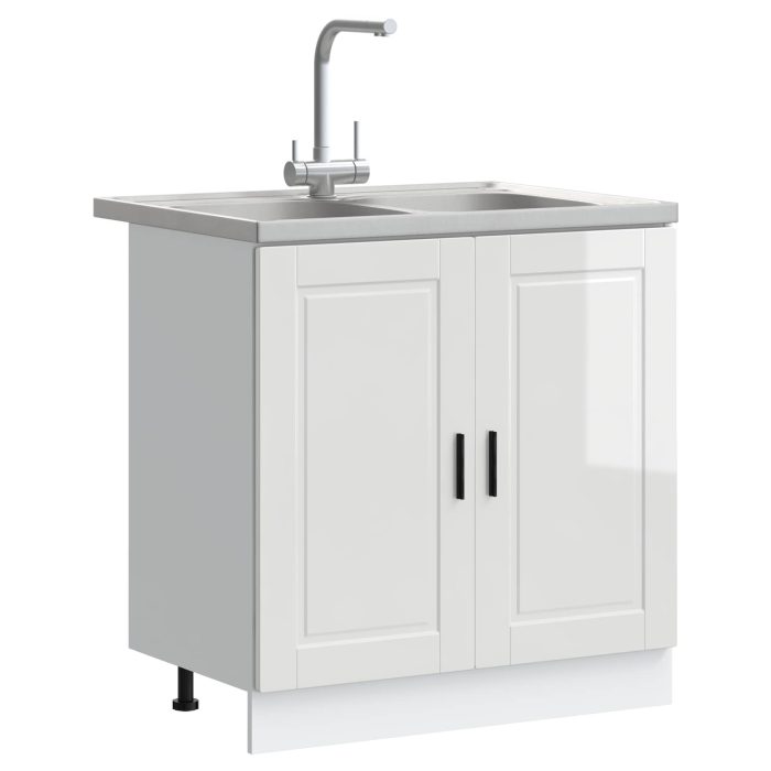 Novaro Mosogatószekrény Porto 2 db Fehér 80 x 46 x 81,5 cm Szerelt Fa - Image 3