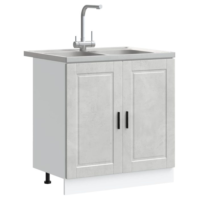Novaro Mosogatószekrény Porto 2 db Szürke 80 x 46 x 81,5 cm Szerelt Fa - Image 3