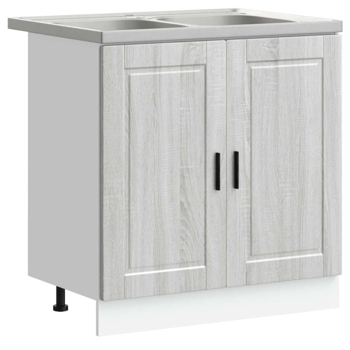 Novaro Mosogatószekrény Porto 2 db Szürke 80 x 46 x 81,5 cm Szerelt Fa - Image 2