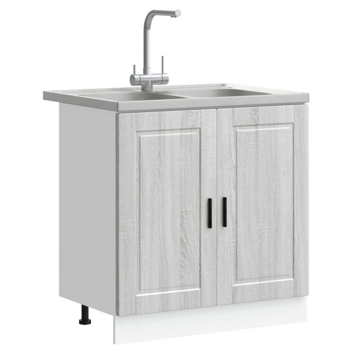 Novaro Mosogatószekrény Porto 2 db Szürke 80 x 46 x 81,5 cm Szerelt Fa - Image 3