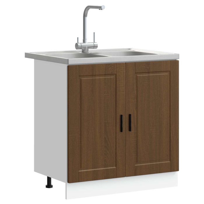 Novaro Mosogatószekrény Porto 2 db Barna 80 x 46 x 81,5 cm Szerelt Fa - Image 3