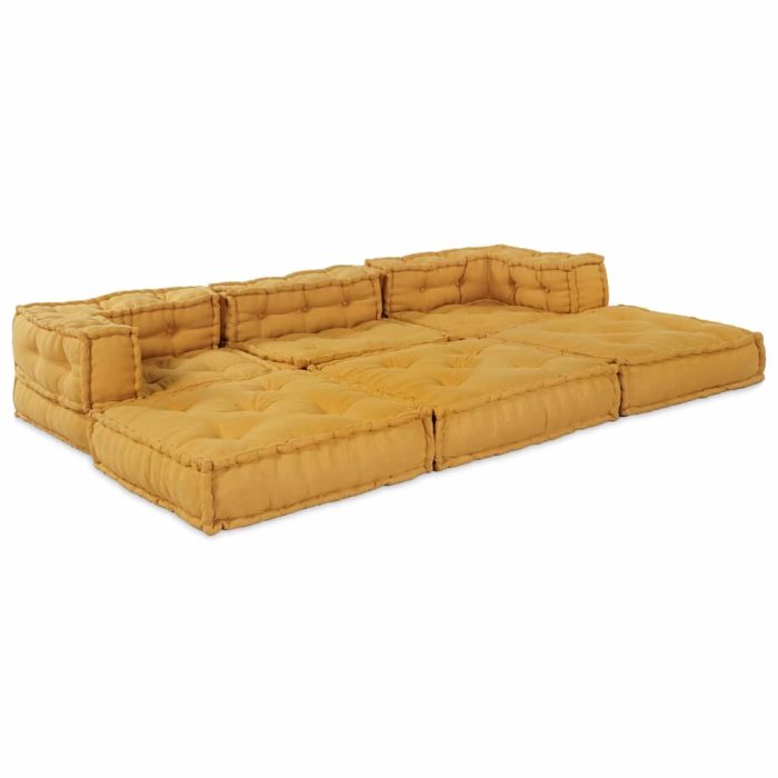 Novaro Moduláris Kanapé Egység 2 db Szövet Sárga 140 x 70 x 56 cm - Image 2