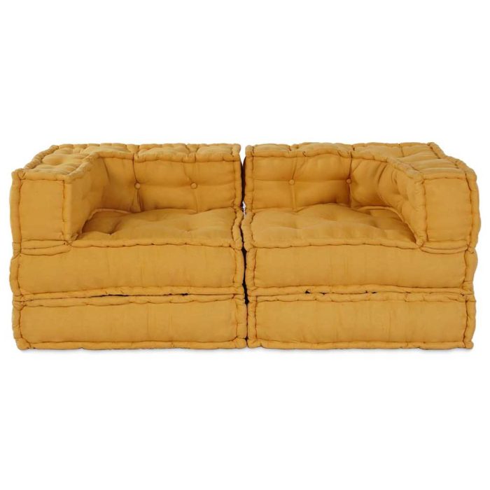 Novaro Moduláris Kanapé Egység 2 db Szövet Sárga 140 x 70 x 56 cm - Image 8