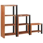Novaro Könyvespolc 6 szintes 3 db 50 x 30 x 110 cm Tömör Akácfa Barna