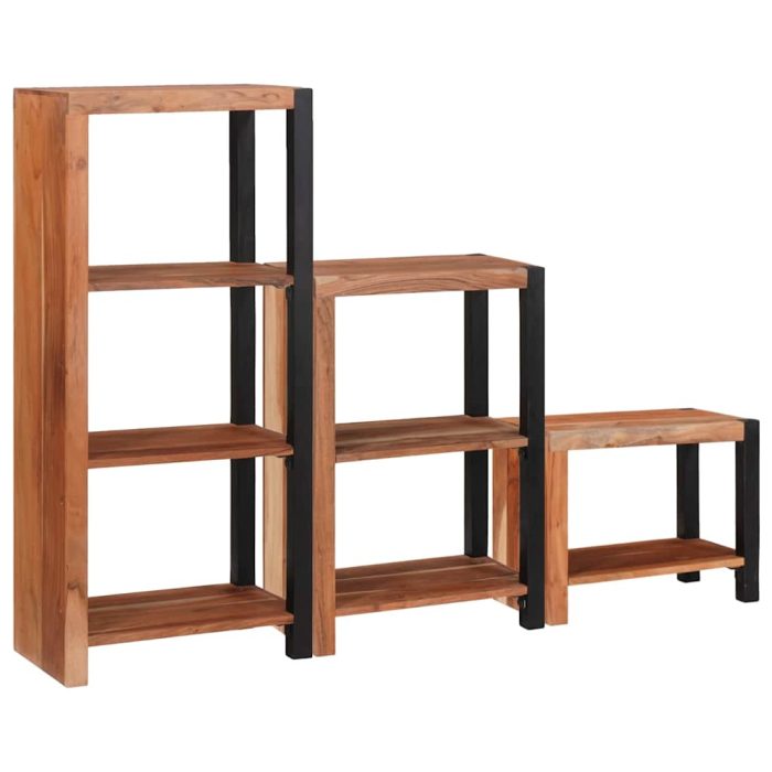 Novaro Könyvespolc 6 szintes 3 db 50 x 30 x 110 cm Tömör Akácfa Barna - Image 2