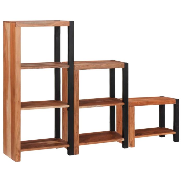 Novaro Könyvespolc 6 szintes 3 db 50 x 30 x 110 cm Tömör Akácfa Barna - Image 3