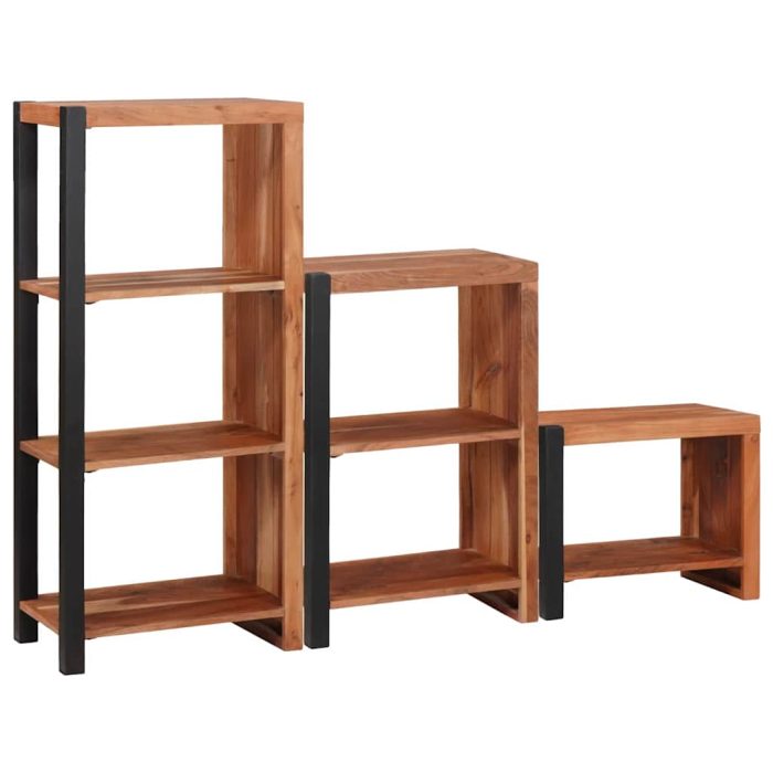 Novaro Könyvespolc 6 szintes 3 db 50 x 30 x 110 cm Tömör Akácfa Barna - Image 6