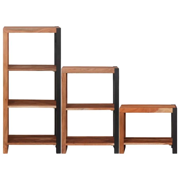 Novaro Könyvespolc 6 szintes 3 db 50 x 30 x 110 cm Tömör Akácfa Barna - Image 4