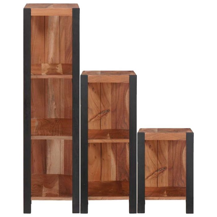 Novaro Könyvespolc 6 szintes 3 db 50 x 30 x 110 cm Tömör Akácfa Barna - Image 5