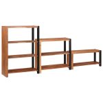 Novaro Könyvespolc 6 szintes 3 db 80 x 30 x 110 cm Tömör Akácfa Barna