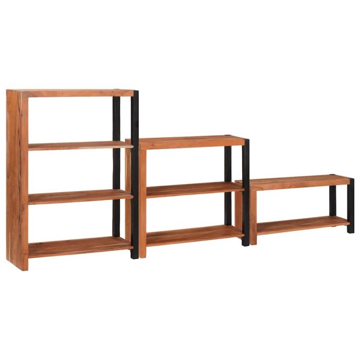Novaro Könyvespolc 6 szintes 3 db 80 x 30 x 110 cm Tömör Akácfa Barna - Image 2