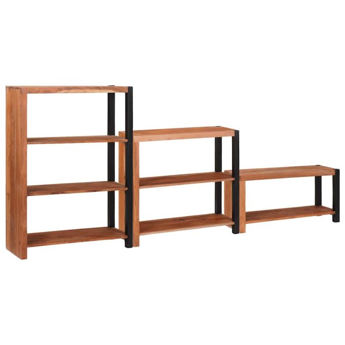 Novaro Könyvespolc 6 szintes 3 db 80 x 30 x 110 cm Tömör Akácfa Barna - Image 3
