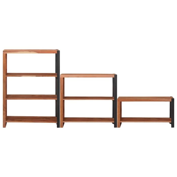Novaro Könyvespolc 6 szintes 3 db 80 x 30 x 110 cm Tömör Akácfa Barna - Image 4