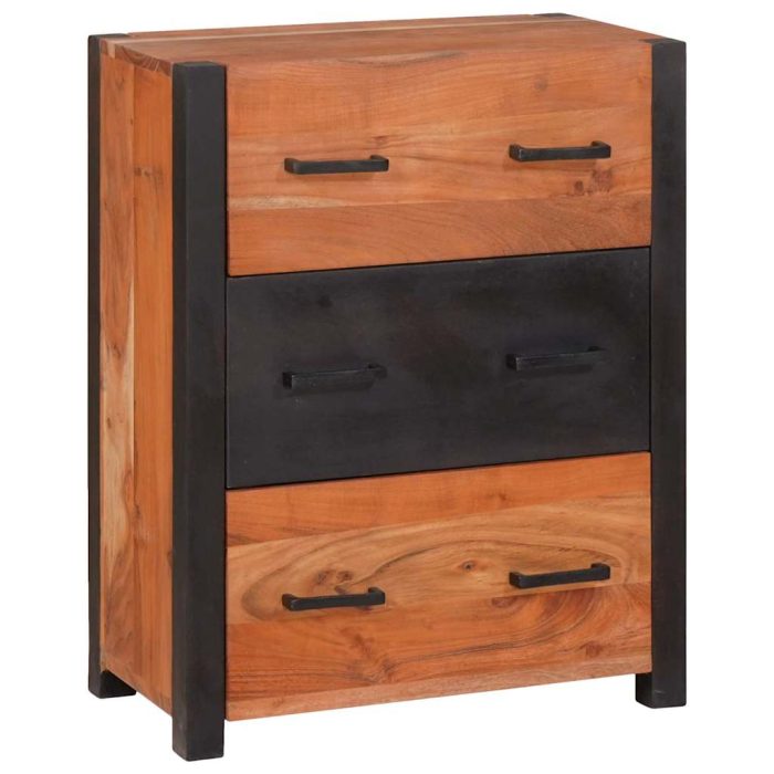 Novaro Széf 3 db Barna 110 x 30 x 75 cm Tömör Akácfa - Image 2