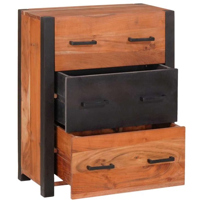 Novaro Széf 3 db Barna 110 x 30 x 75 cm Tömör Akácfa - Image 3