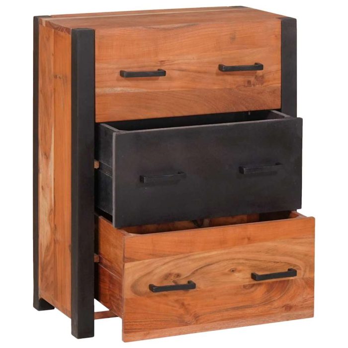 Novaro Széf 3 db Barna 55 x 30 x 75 cm Tömör Akácfa - Image 5