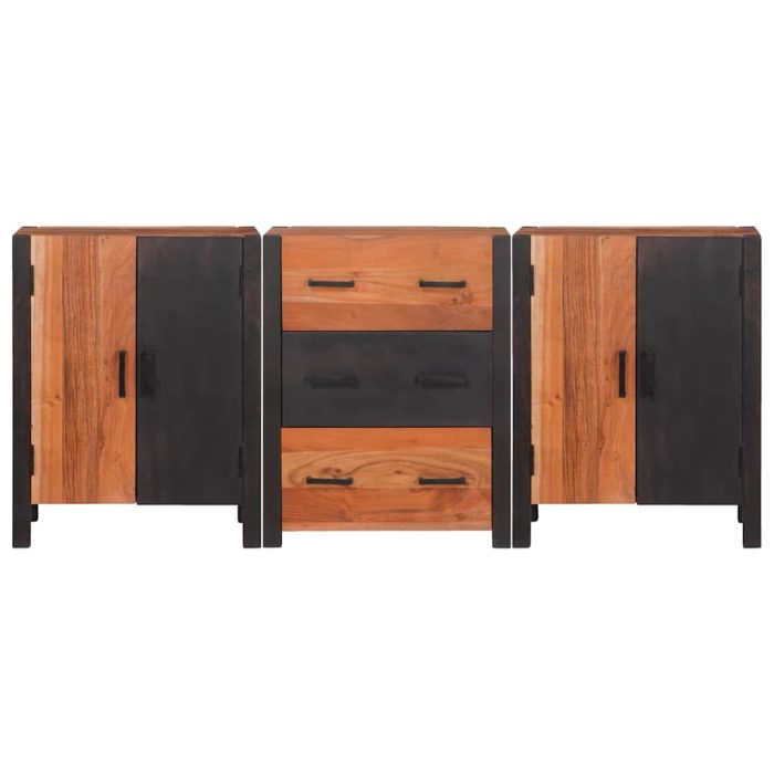 Novaro Széf 3 db Barna 55 x 30 x 75 cm Tömör Akácfa - Image 6