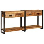 Novaro Konzolasztalok 2 db Barna 161 x 33 x 75 cm Tömör Mangófát