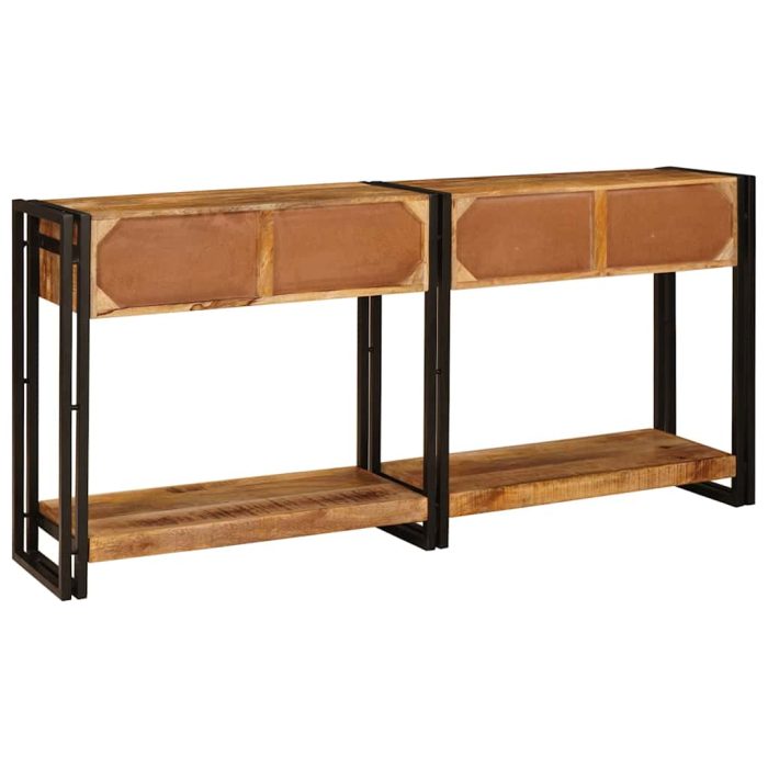 Novaro Konzolasztalok 2 db Barna 161 x 33 x 75 cm Tömör Mangófát - Image 6