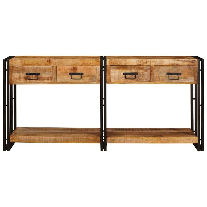 Novaro Konzolasztalok 2 db Barna 161 x 33 x 75 cm Tömör Mangófát - Image 4