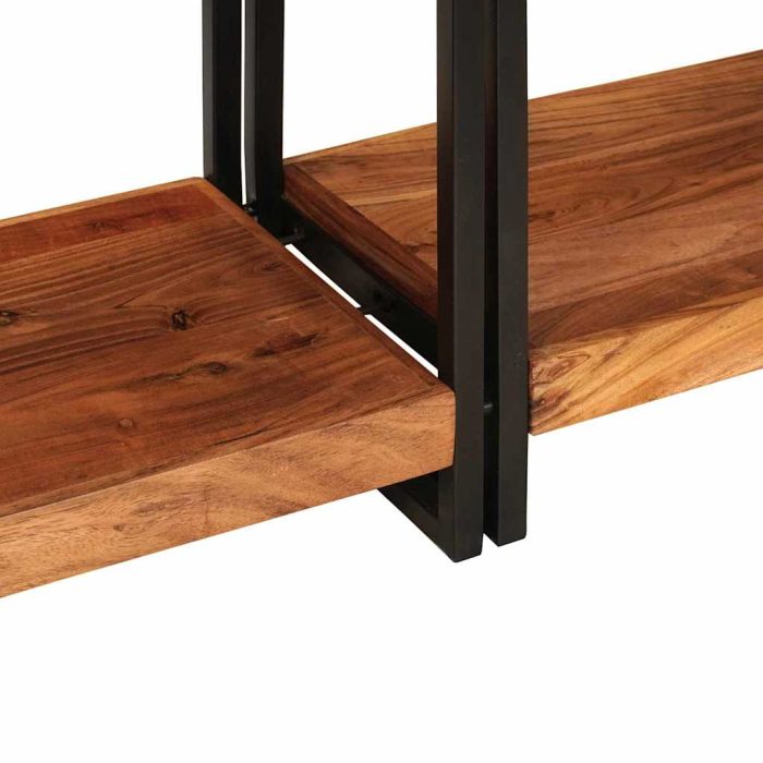 Novaro Konzolasztalok 2 db Barna 161 x 33 x 75 cm Tömör Akácfa - Image 9