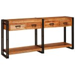 Novaro Konzolasztalok 2 db Barna 161 x 33 x 75 cm Tömör Akácfa