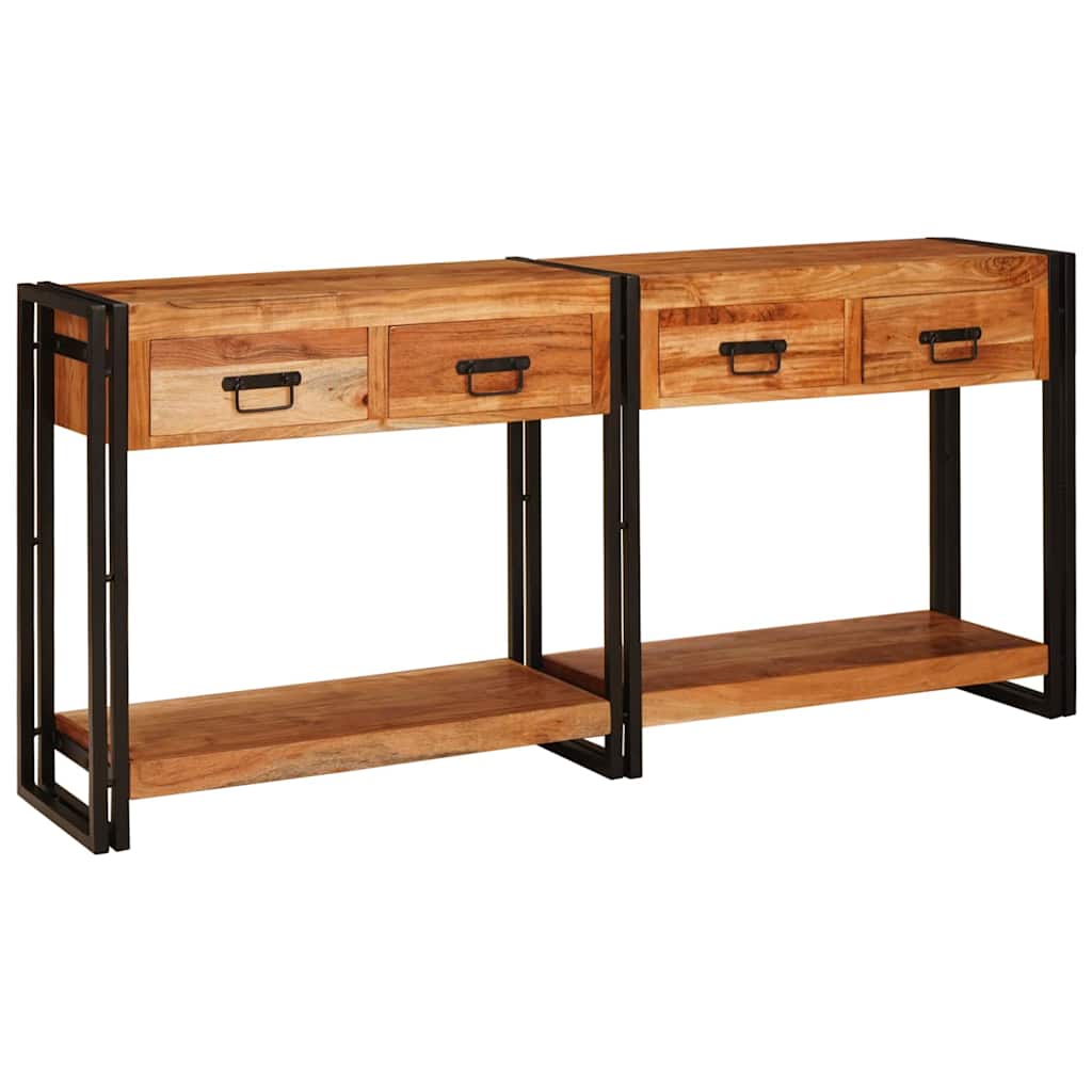 Novaro Konzolasztalok 2 db Barna 161 x 33 x 75 cm Tömör Akácfa