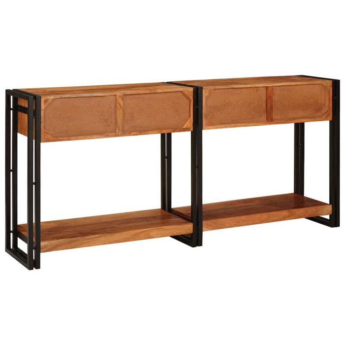 Novaro Konzolasztalok 2 db Barna 161 x 33 x 75 cm Tömör Akácfa - Image 6