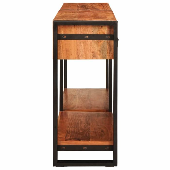 Novaro Konzolasztalok 2 db Barna 161 x 33 x 75 cm Tömör Akácfa - Image 5
