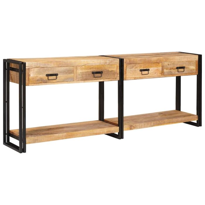 Novaro Konzolasztalok 2 db Barna 200 x 33 x 75 cm Tömör Mangófát - Image 3