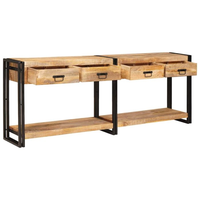 Novaro Konzolasztalok 2 db Barna 200 x 33 x 75 cm Tömör Mangófát - Image 4