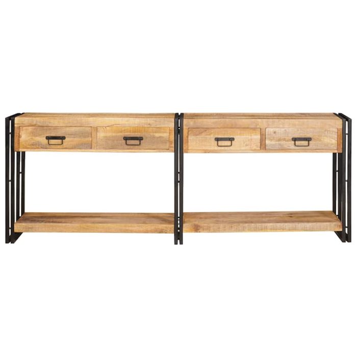 Novaro Konzolasztalok 2 db Barna 200 x 33 x 75 cm Tömör Mangófát - Image 5