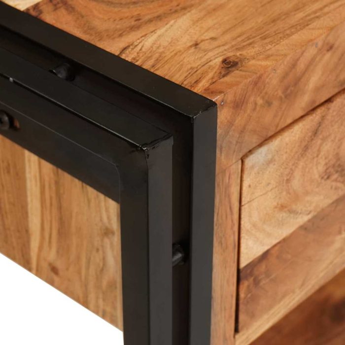 Novaro Konzolasztalok 2 db Barna 200 x 33 x 75 cm Tömör Akácfa - Image 8