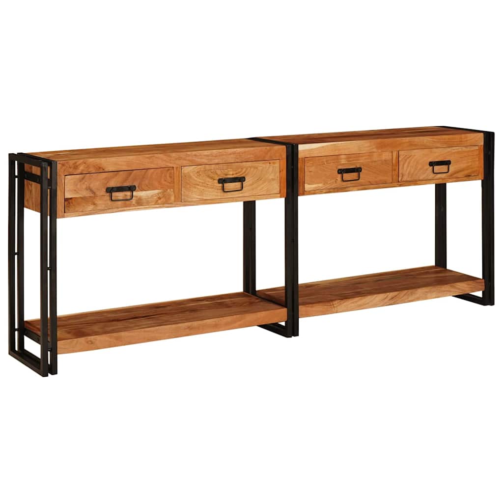 Novaro Konzolasztalok 2 db Barna 200 x 33 x 75 cm Tömör Akácfa