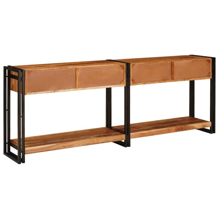 Novaro Konzolasztalok 2 db Barna 200 x 33 x 75 cm Tömör Akácfa - Image 7