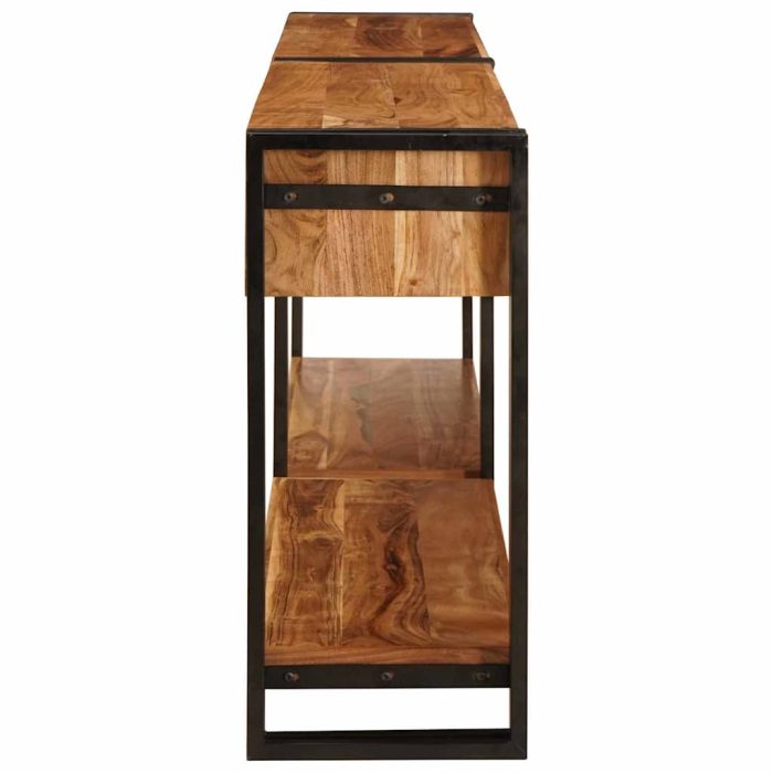 Novaro Konzolasztalok 2 db Barna 200 x 33 x 75 cm Tömör Akácfa - Image 6
