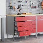 Novaro Munkaszekrény fiókkal 2 db Piros és Szürke 100 x 55 x 85 cm