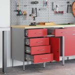 Novaro Munkaszekrény fiókkal 2 db Piros és Szürke 100 x 55 x 85 cm