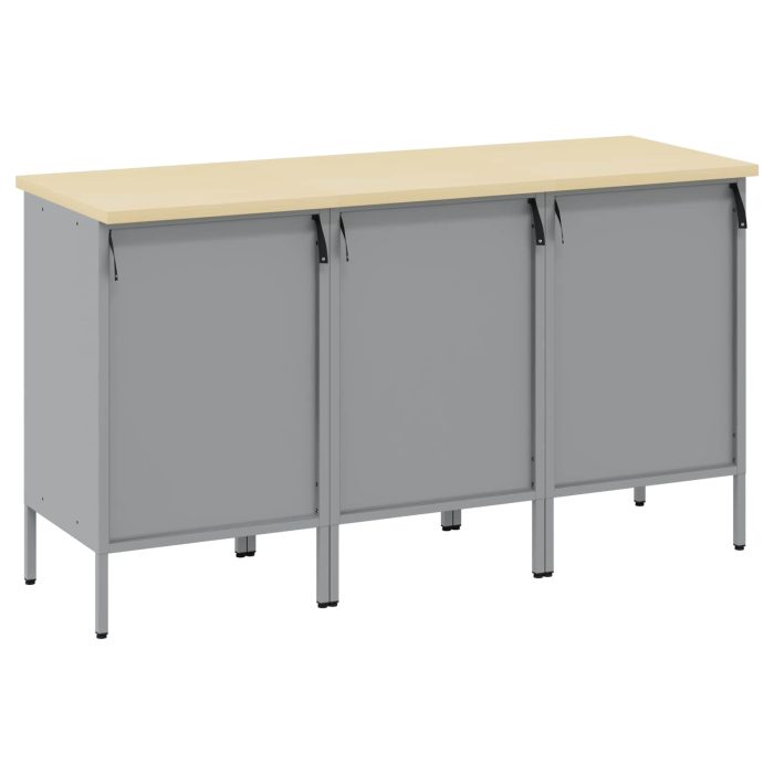 Novaro Munkaszekrény fiókkal 3 db Fekete és Szürke 150 x 55 x 85 cm - Image 8