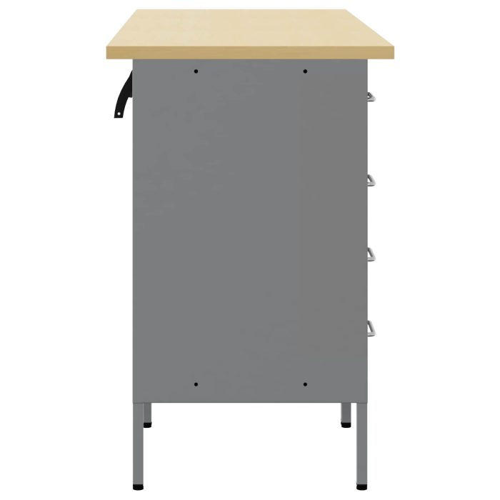 Novaro Munkaszekrény fiókkal 3 db Fekete és Szürke 150 x 55 x 85 cm - Image 7