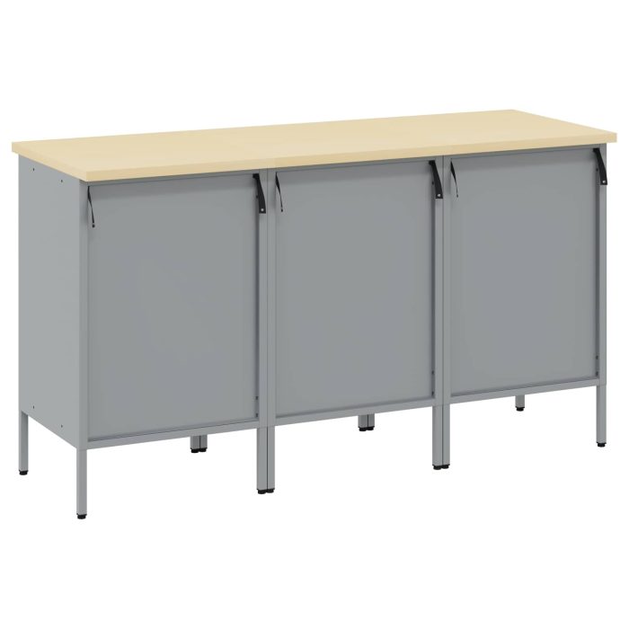 Novaro Munkaszekrény fiókkal 3 db Fekete és Szürke 150 x 55 x 85 cm - Image 8